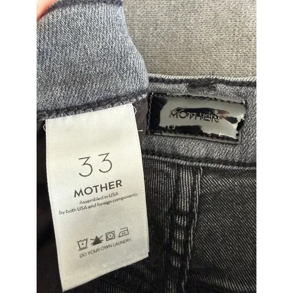 Mother The Pixie Dazzler Ankle Fray Jeans Digging Up Dirt Grey Button Fly 33